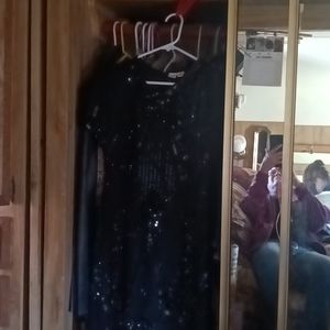 Vintage, black sequin dress, puresilk